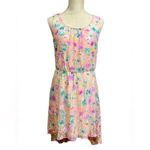 #10 No Boundaries Pink Floral Lace Hi-Lo Dress Size Med (7-9) EUC